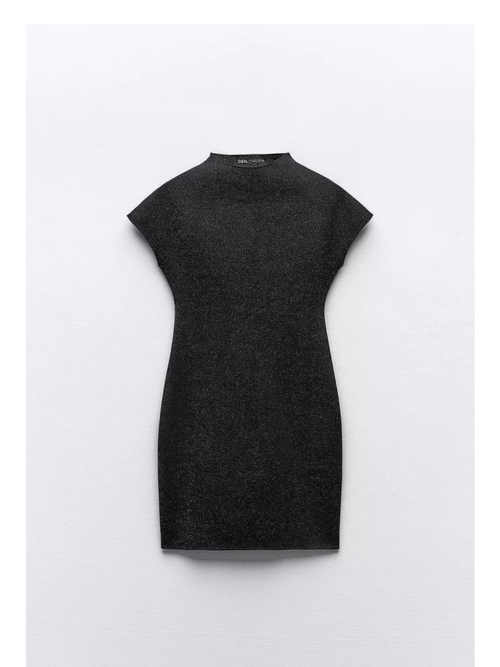 Zara Metallic Black Cap Sleeve Mini Dress